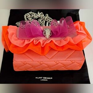 Kurt Geiger Mini Ruffle Kensington Bag in Pink & Orange